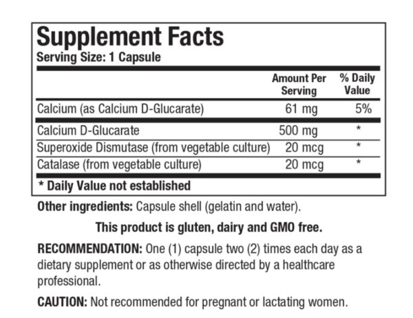 ÂgeBlu Calcium D Glucarate Supplement Facts