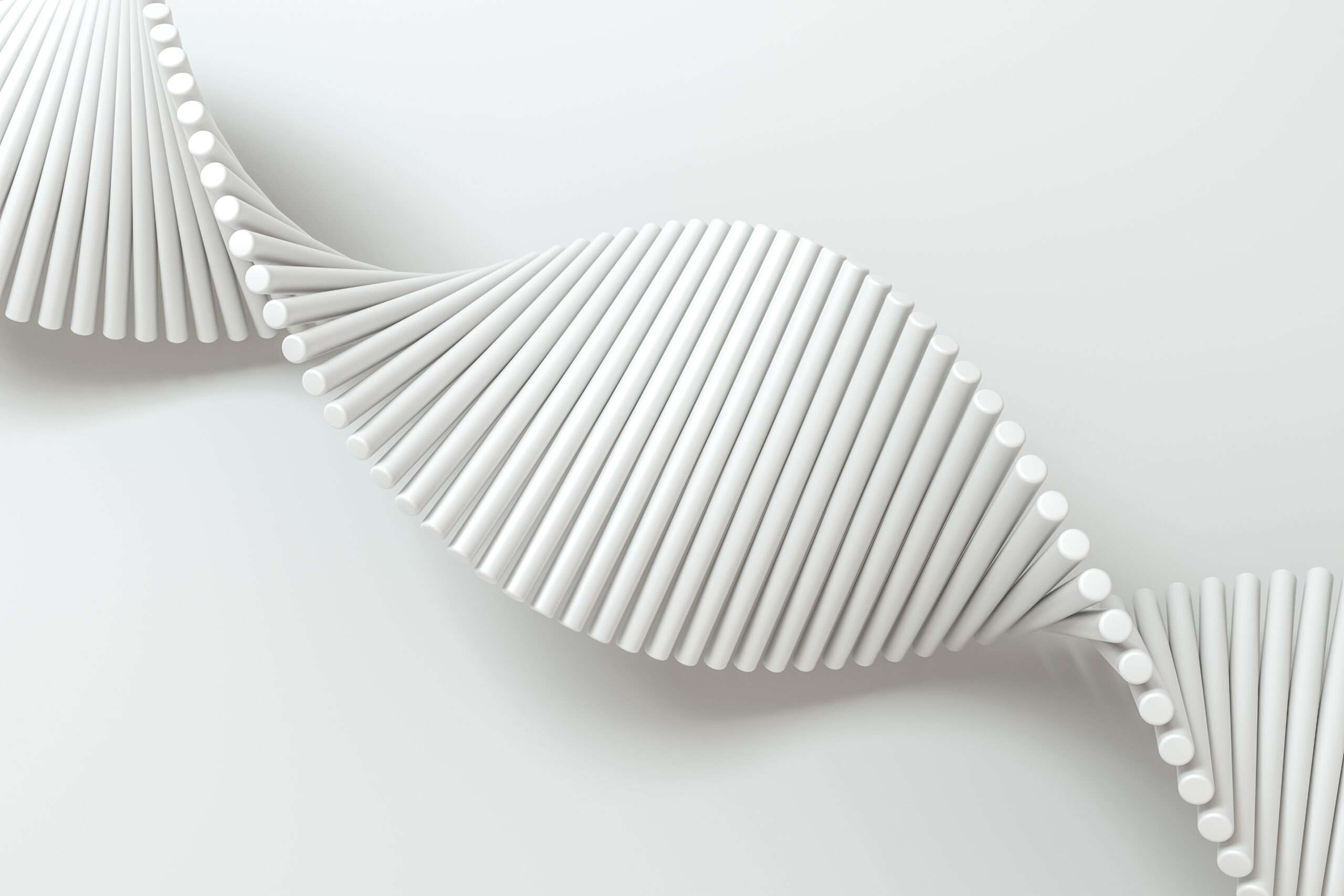 3d rendering of a DNA spiral on a white background